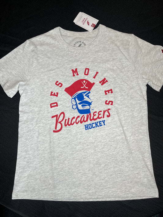 T-Shirt- Youth Grey Des Moines Buccaneers Hockey