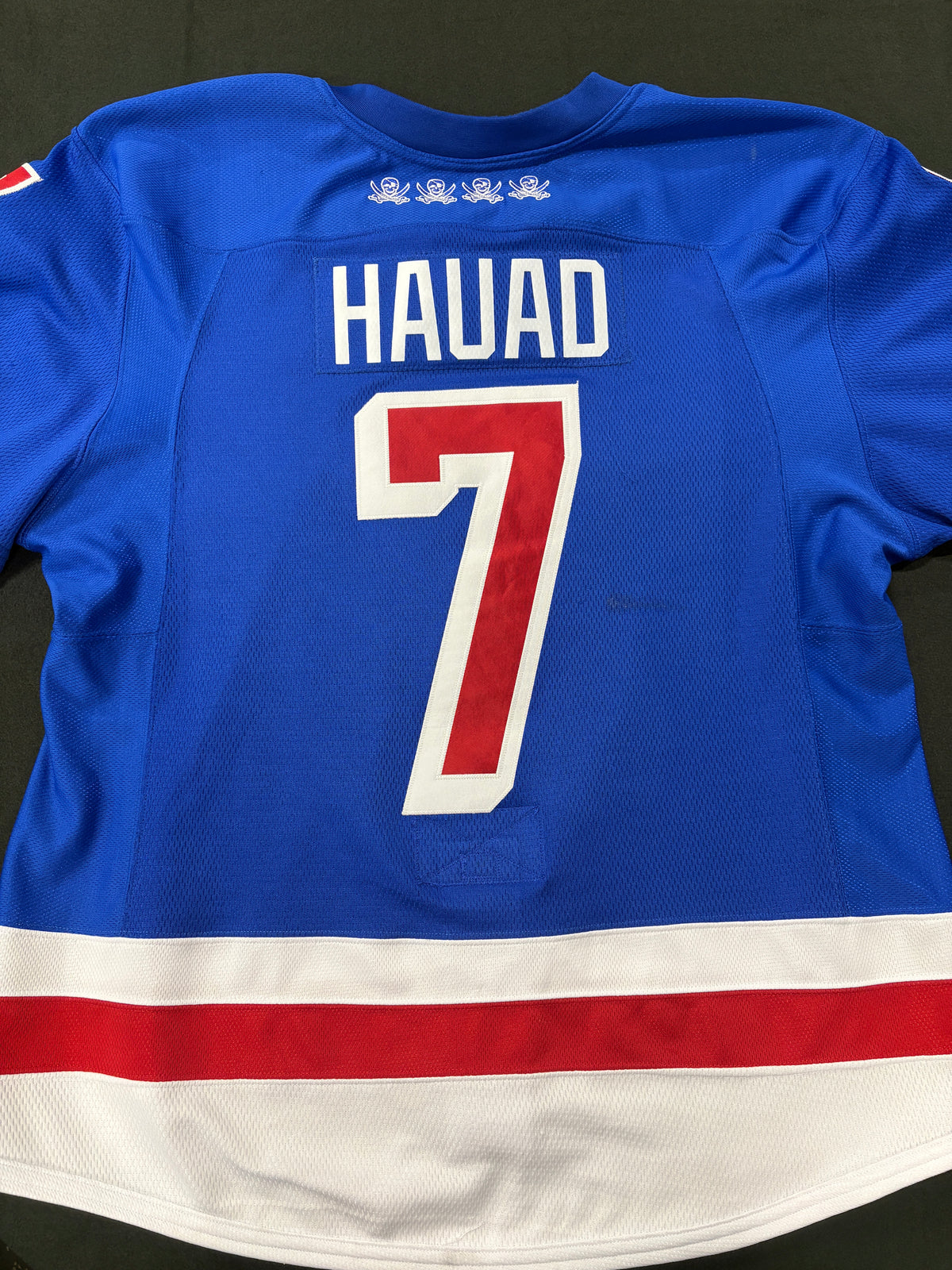 #7 Game Worn Authentic Blue Hauad Jersey