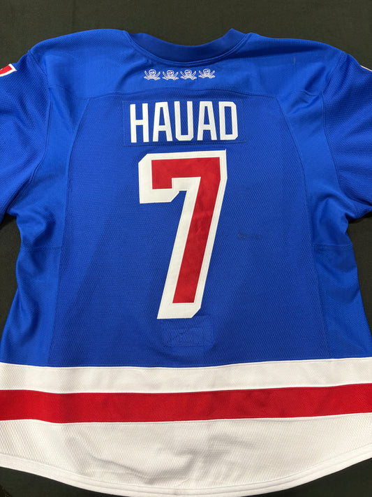 #7 Game Worn Authentic Blue Hauad Jersey