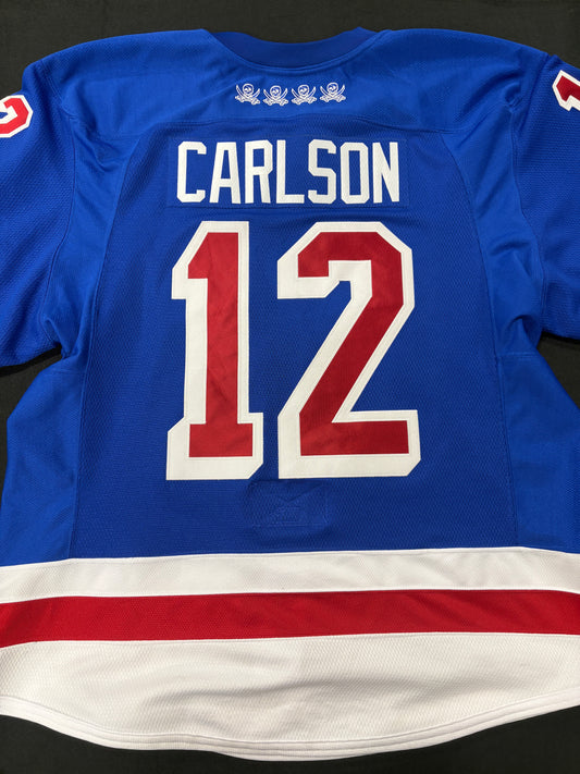 #12 Game Worn Authentic Blue Carlson Jersey