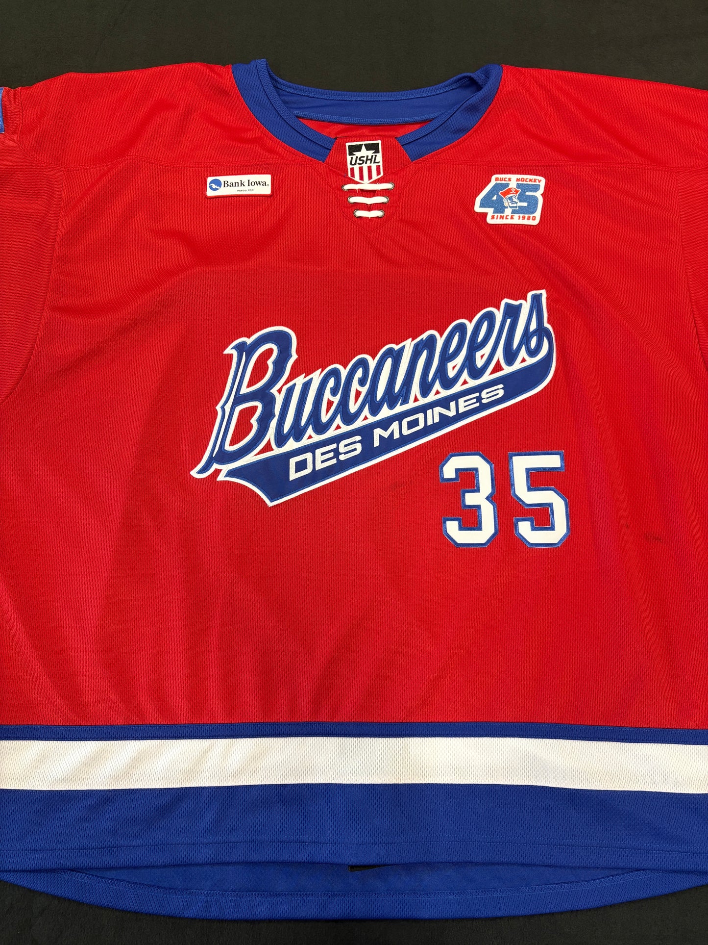 #35 Game Worn Authentic Red Bely Jersey