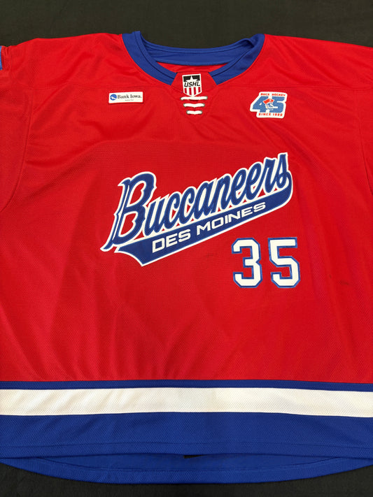 #35 Game Worn Authentic Red Bely Jersey