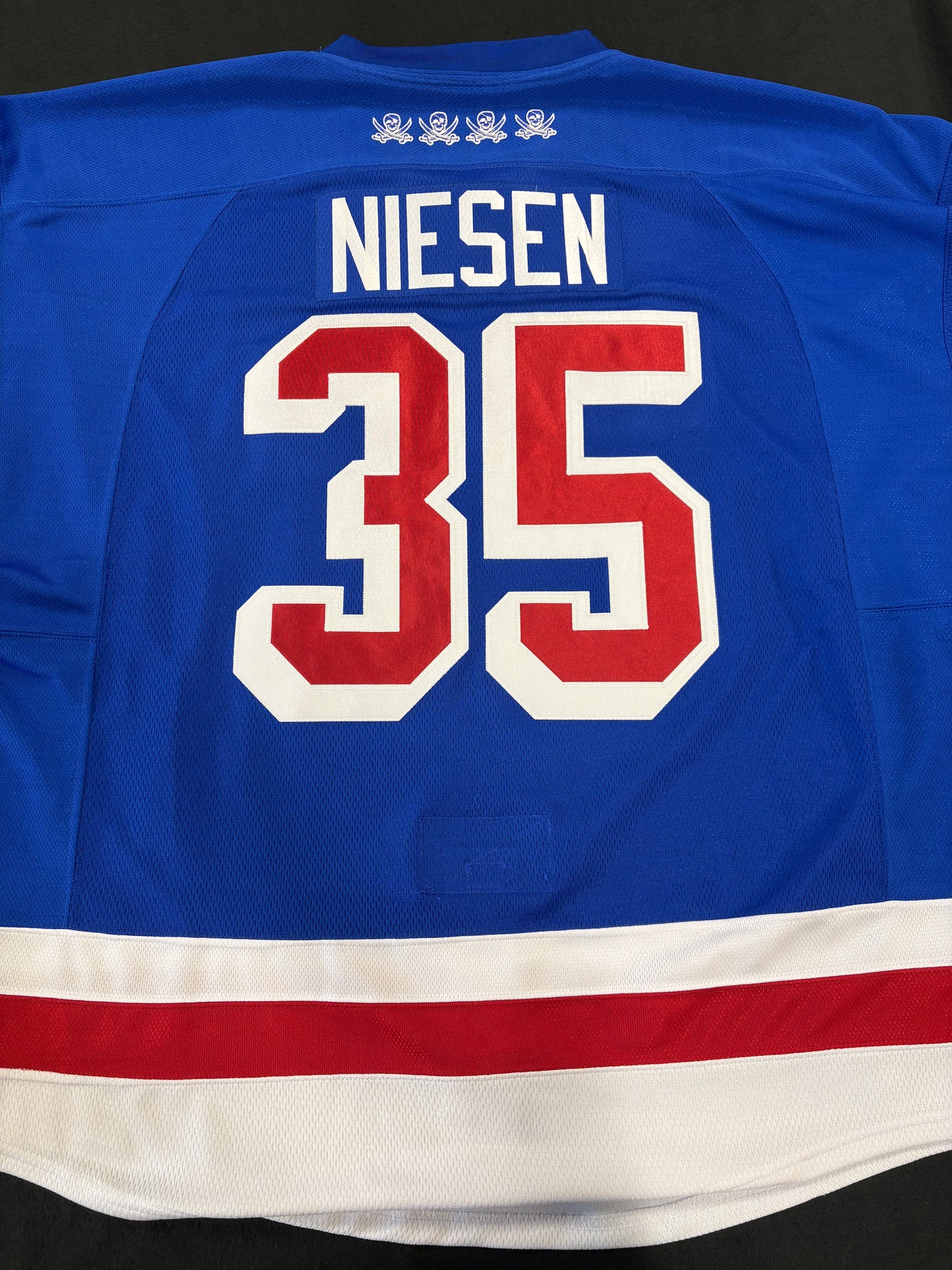 #35 Game Worn Authentic Blue Niesen Jersey