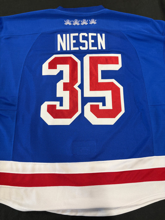 #35 Game Worn Authentic Blue Niesen Jersey