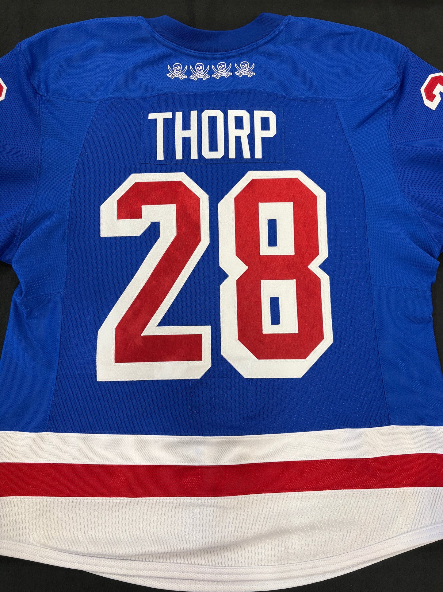#28 Game Worn Blue Authentic Thorp Jersey