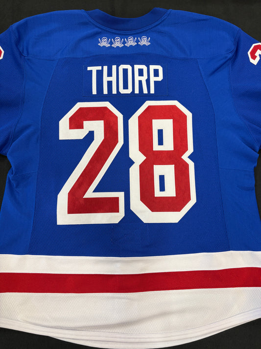 #28 Game Worn Blue Authentic Thorp Jersey