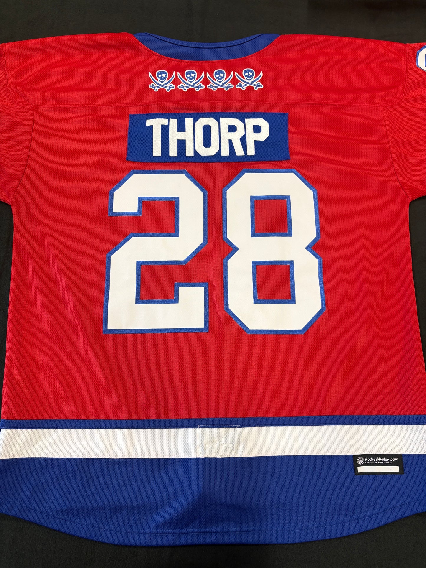 Game worn Red #28 Thorp Jersey