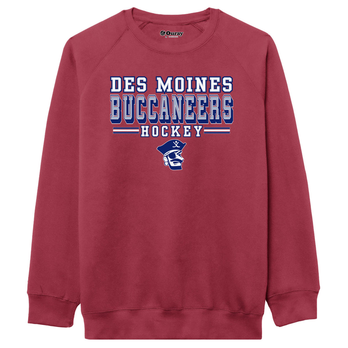 Red Des Moines Buccaneers Hockey Crewneck